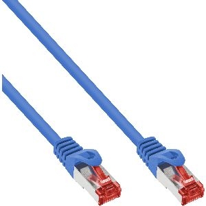 InLine® Patchkabel, S/FTP (PiMf), Cat.6, 250MHz, PVC, Kupfer, blau, 0,3m 76433B