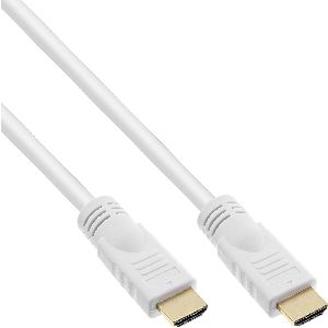 InLine® HDMI-High Speed Kabel mit Eth., Premium, ST / ST, weiß / gold, 5m 17505W