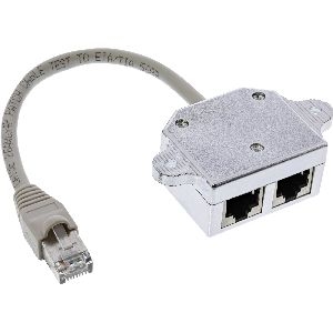 InLine® Cat.5e / ISDN T-Adapter RJ45 Stecker an 2x RJ45 Buchse, 0,15m 69995I