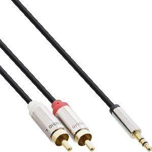 InLine® Slim Audio Kabel Klinke 3,5mm Stecker an 2x Cinch Stecker, 10m 99240