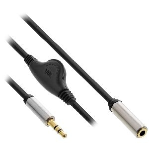 InLine® Slim Audio Kabel Klinke 3,5mm ST / BU, mit Lautstärkeregler, 0,25m 99253B