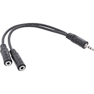 InLine® Klinken Y-Kabel, 3,5mm Klinke ST an 2x 3,5mm Klinke BU, Stereo, 0,2m 99300