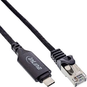 InLine® USB 3.2 Netzwerkadapter Kabel, Gigabit, USB-C zu RJ45 Stecker, 5m 33381B