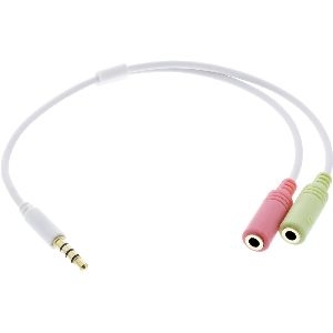 InLine® Headset Adapterkabel, 3,5mm Stecker an 2x3,5mm Buchse, weiß, 0,15m 99302W