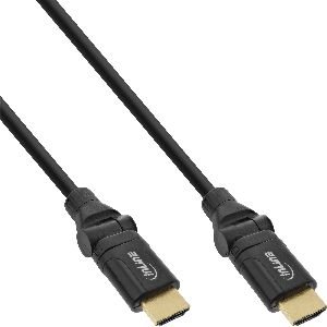 InLine® HDMI-HS Kabel m. Eth., ST/ST, verg. Kon., schwarz, flex. Winkelst., 0,5m 17055W