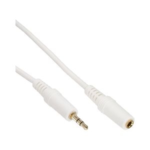 InLine® Klinke Verlängerung, 3,5mm Stecker / Buchse, Stereo weiß / gold, 1m 99934W