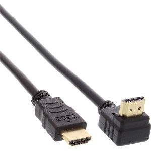 InLine® HDMI HS Kabel, gewinkelt, mit Eth., ST / ST, verg. Kont., schwarz, 1m 17001V