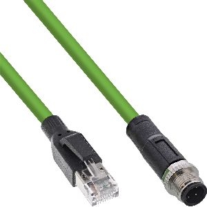 InLine® Industrie Netzwerkkabel, M12 4-pin D-kodiert St. zu RJ45 St., PUR, 7,5m 40407