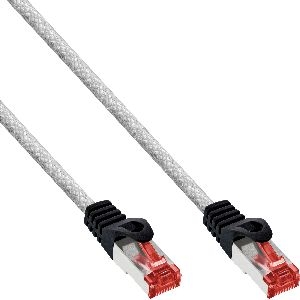 InLine® Patchkabel, S/FTP (PiMf), Cat.6, 250MHz, PVC, Kupfer, transparent, 0,3m 76433T