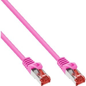 InLine® Patchkabel, S/FTP (PiMf), Cat.6, 250MHz, PVC, Kupfer, pink, 15m 76415M