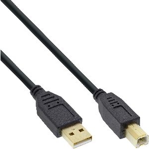 70er Bulk-Pack InLine® USB 2.0 Kabel, A an B, schwarz, Kontakte gold, 2m B-34518S