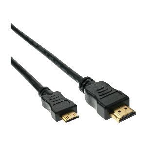 InLine® High Speed HDMI® Mini Kabel, Stecker A auf C, verg. Kont., schwarz, 0,3m 17456P