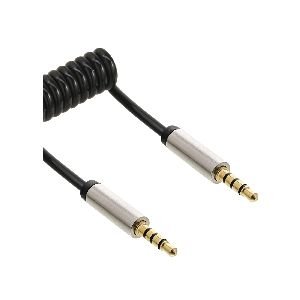 InLine® Slim Audio Spiralkabel Klinke 3,5mm ST/ST, 4-polig, Stereo, 0,5m 99274