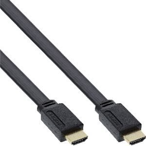 InLine® HDMI-High Speed Flachkabel mit Ethernet, verg. Kontakte, schwarz, 1,5m 17001F