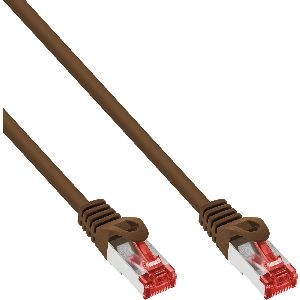 InLine® Patchkabel, S/FTP (PiMf), Cat.6, 250MHz, PVC, Kupfer, braun, 0,3m 76433K