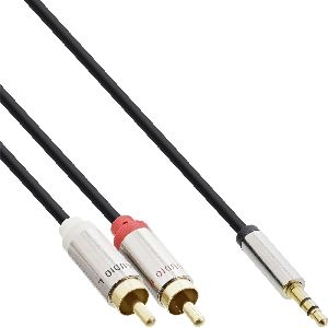 InLine® Slim Audio Kabel Klinke 3,5mm Stecker an 2x Cinch Stecker, 2m 99242