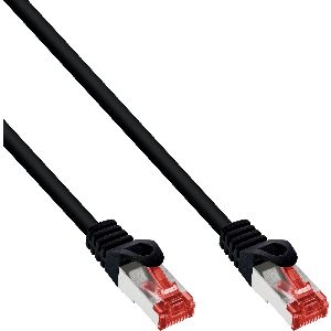 InLine® Patchkabel, S/FTP (PiMf), Cat.6, 250MHz, PVC, Kupfer, schwarz, 0,3m 76433S