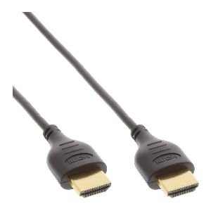 InLine® HDMI Superslim Kabel A an A, HS mit Eth., Premium, schwarz / gold, 1m 17501S