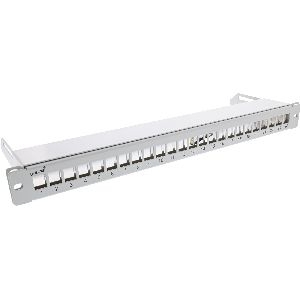 InLine® Patchfeld 24-fach, Keystone Leerblech Patchpanel mit Auszug, 19", 1HE 76824J