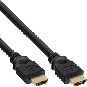 InLine® HDMI Kabel, HDMI-High Speed, ST / ST, verg. Kontakte, schwarz, 3m 17603P