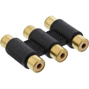 InLine® Audio/Video Adapter, 3x Cinch Buchse auf 3x Cinch Buchse, vergoldet 99319