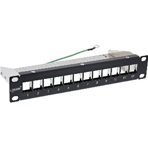 InLine® 10" Patchpanel Leerblech 12x, für Keystone Module, 1HE, RAL9005 schwarz 19109C