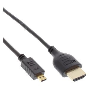 InLine® HDMI Superslim Kabel A an D, HS mit Eth., Premium, schwarz / gold, 1m 17501D