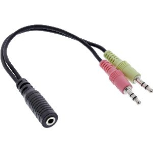 InLine® Audio Headset Adapterkabel, 2x 3,5mm Stecker an 3,5mm Buchse OMTP, 0,15m 99312A