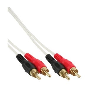 InLine® Cinch Kabel, 2x Cinch, Stecker / Stecker, weiß / gold, 3m 89938U