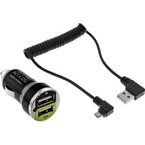 InLine® USB DUAL+ KFZ-Ladeset, Stromadapter 1m Kabel, 12/24VDC zu 5V DC/2.1A 31502C