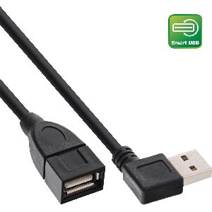 InLine® Smart USB 2.0 Verlängerung gewinkelt, ST / BU, Typ A, schwarz, 2m 34618R