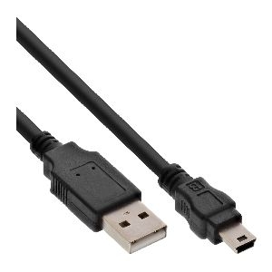 InLine® USB 2.0 Mini-Kabel, USB A ST an Mini-B ST (5pol.), schwarz, 0,5m 33107K