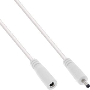 InLine® DC Verlängerungskabel, DC Stecker/Buchse 3,5x1,35mm, AWG 18, weiß 1m 26901H