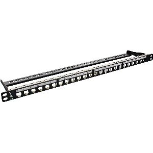 InLine® Patchfeld Leerblech 24-fach, für RJ45 Keystone Snap-In 19"/0.5HE schwarz 76824C