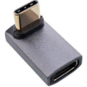 InLine® USB4 Adapter, USB-C Stecker/Buchse oben/unten gewinkelt, Aluminium, grau 35900I