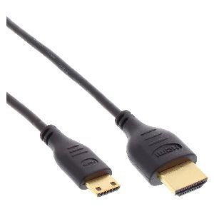 InLine® HDMI Superslim Kabel A an C, HS mit Eth., Premium, schwarz / gold, 0,5m 17555C