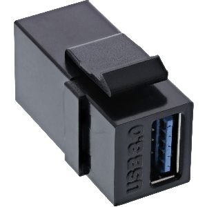 InLine® USB 3.1 Keystone Snap-In Einsatz, USB-A Buchse / Buchse, schwarz 76202L