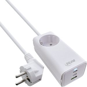 InLine® USB Netzteil, GaN Ladegerät, 2x USB-C, 1x USB-A, mit Schutzkontaktbuchse 31518I