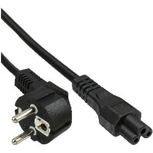 InLine® Netzkabel für Noteb., Schutzkontaktst. gew. auf 3pol Kuppl., schwarz, 2m 16657D