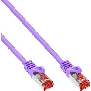 InLine® Patchkabel, S/FTP (PiMf), Cat.6, 250MHz, PVC, Kupfer, violett, 1m 76411P