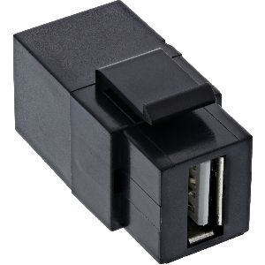 InLine® USB 2.0 Keystone Snap-In Einsatz, USB-A BU/BU, gewinkelt, schwarz 76202J