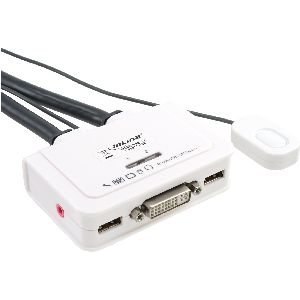 InLine® KVM Switch, 2-fach, DVI-D, USB, mit Audio, integr. Kabel 61613I