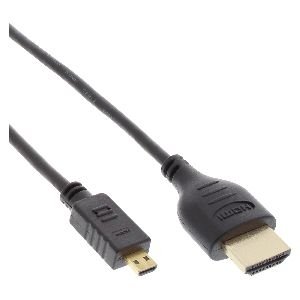 InLine® HDMI Superslim Kabel A an D, HS mit Eth., Premium, schwarz / gold, 1,5m 17511D