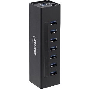 InLine® USB 3.0 Hub, 7 Port, Aluminiumgehäuse, schwarz, mit 2,5A Netzteil 35395B