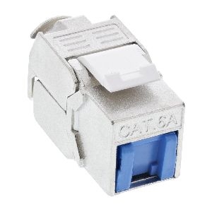 InLine® Keystone RJ45 Buchse, SNAP-In, Cat.6a, mit Staubschutz blau 76202T