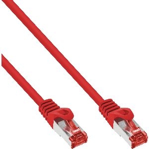 InLine® Patchkabel, S/FTP (PiMf), Cat.6, 250MHz, PVC, Kupfer, rot, 0,3m 76433R