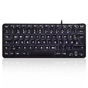 Perixx PERIBOARD-332B DE, Mini-Tastatur, USB kabelgebunden, beleuchtet, schwarz 57155F