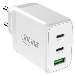 InLine® USB PD Netzteil, GaN Ladegerät, 3-Port, Dual USB-C+USB-A, 65W, weiß 31506E