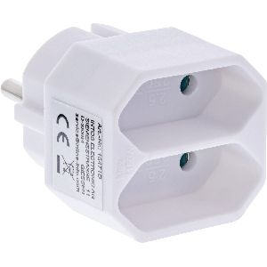 InLine® Steckdosenadapter, Schutzkontakt Stecker an 2x Eurobuchse, weiß 16471D