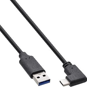 InLine® USB 3.2 Kabel, USB-C Stecker gewinkelt an A Stecker, schwarz, 1m 35711W